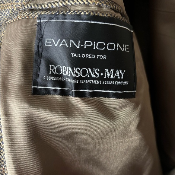 Evan Picone Brown & Blue Gray Tweed Sport Coat Size 42 R Two Button Lambs Wool - Picture 8 of 10